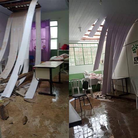 Chuva destrói parte do telhado de escola em distrito de Governador