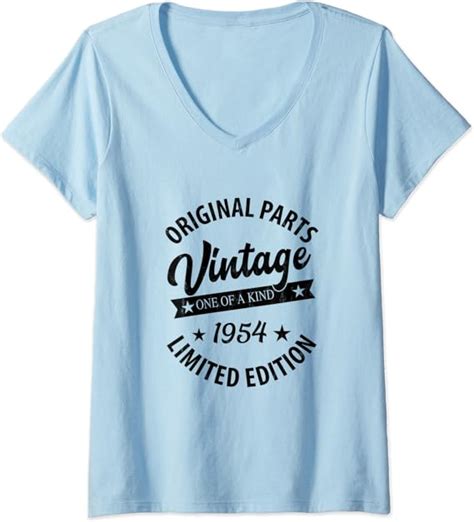 Womens Vintage Born In 1954 Retro Classic Birthday T V Neck T Shirt Clothing