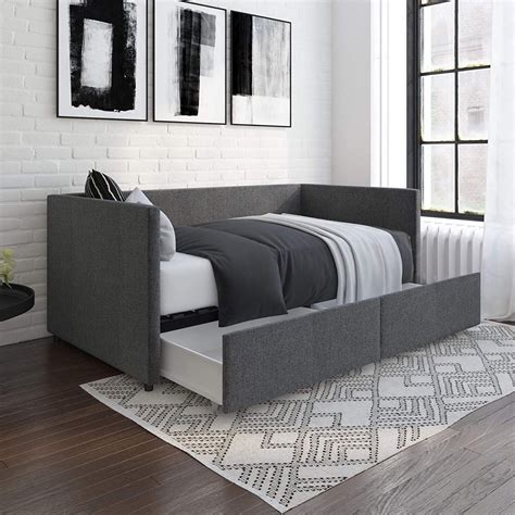 Modern Sofa Bed With Storage Underneath Grey Frabric Drawers Modern ...