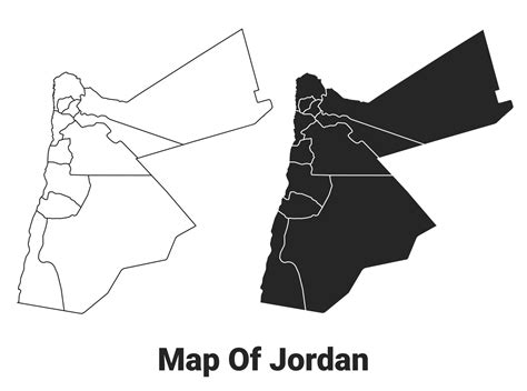 Vector Black Map Of Jordan Country With Borders Of Regions 36062783