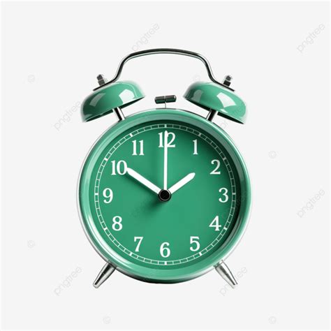 Green Color Classic Alarm Clock Clock Alarm 3d Png Transparent Image