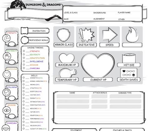 The Best DnD Character Sheets Custom Online Printable Fillable