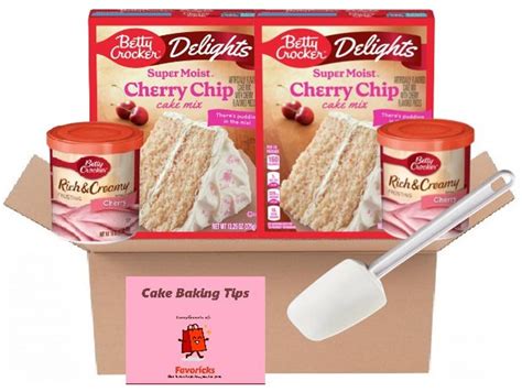 Betty Crocker Cherry Chip Cake Mix & Frosting Gift Box Set Care Package ...