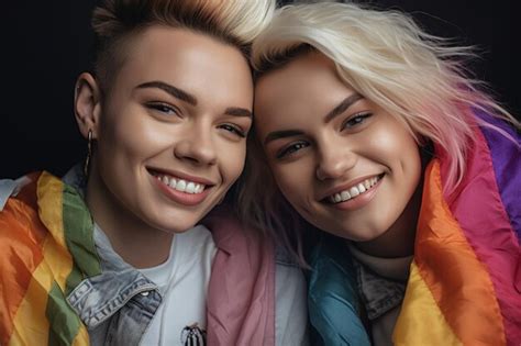 Premium AI Image Expressive Pride Photo Of A Gay Lesbian Couple With