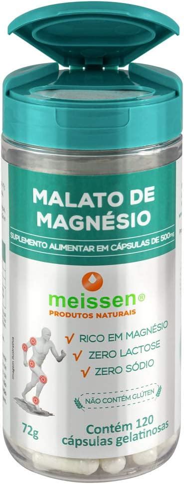 Malato de Magnésio 500Mg 120 Cápsulas Meissen Amazon br