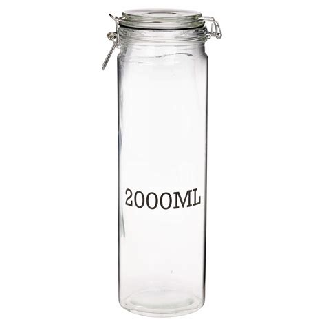 Large Glass Storage Jar With Air Tight Sealed Metal Clamp Lid Tall