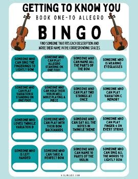 Suzuki Book 1 Aligned Violin Bingo Games Three Levels TPT