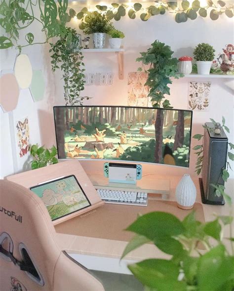 30 Cutest Desk Setups For A Fun Workspace Cozy Desk Game Room Design