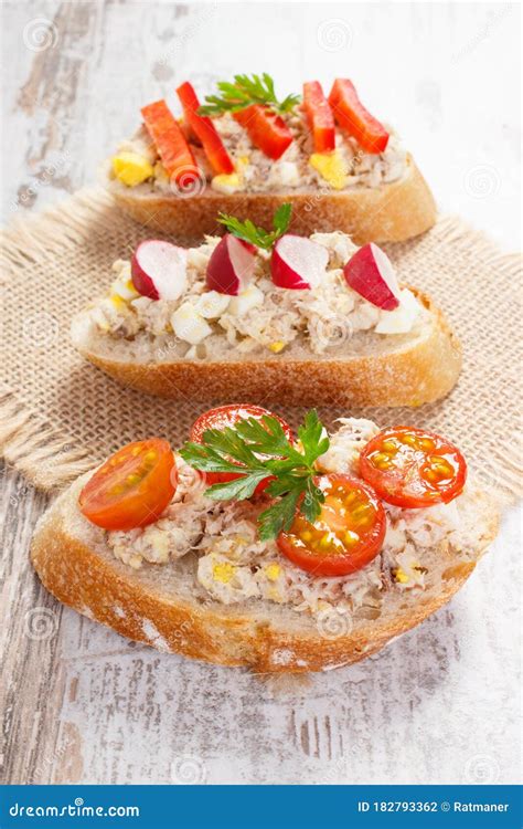 Crusty Sandwiches with Mackerel or Tuna Fish Paste, Healthy Nutrition Stock Photo - Image of ...