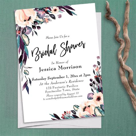 Multicolored Watercolor Flowers Bridal Shower Invitation Zazzle