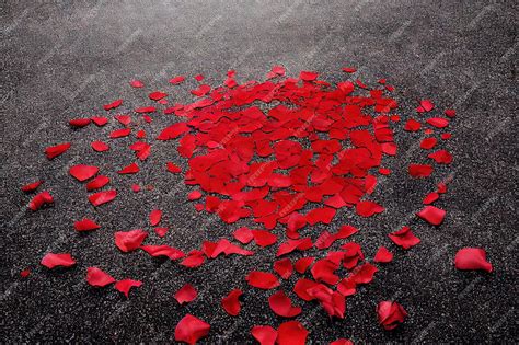 Premium Photo Scattering Of Red Rose Petals On Gray Graphite Background