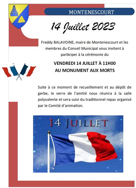 Invitation La C R Monie Du Vendredi Juillet Montenescourt