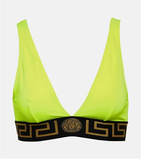 Versace Greca Triangle Bikini Top ShopStyle Two Piece Swimsuits