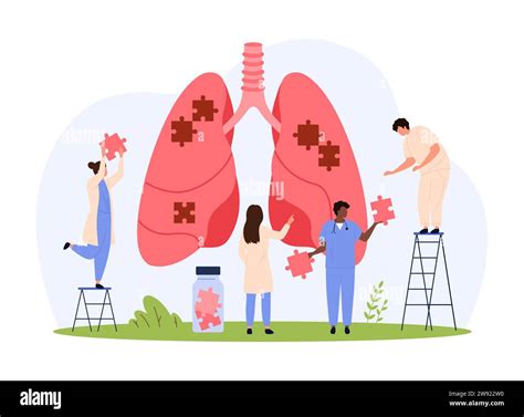 Lungs Health Pulmonology Vector Illustration Cartoon Tiny People