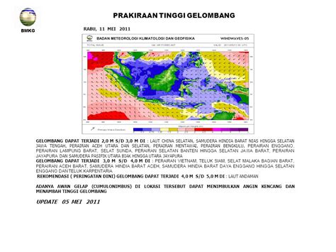 Jakarta 05 M E I BMKG PRAKIRAAN TINGGI GELOMBANG JUMAT 06 MEI 2011