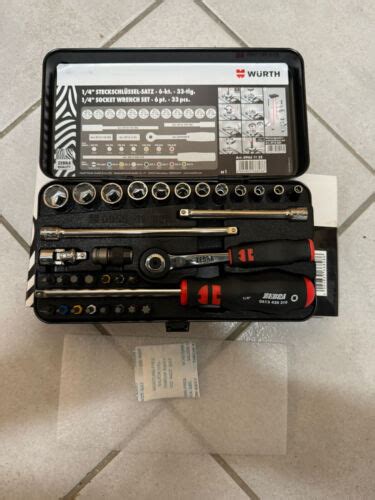 WÜRTH ZEBRA ¼ PROFI STECKSCHLÜSSEL SET KNARRENKASTEN Nüsse Bits