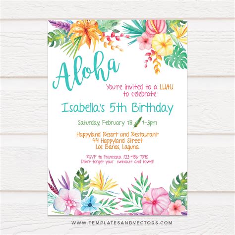 Luau Party Invitation Template Database