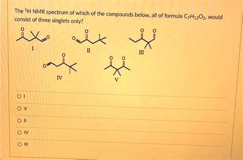 SOLVED: The 'H NMR spectrum of which of the compounds below, all of formula consisting of three ...