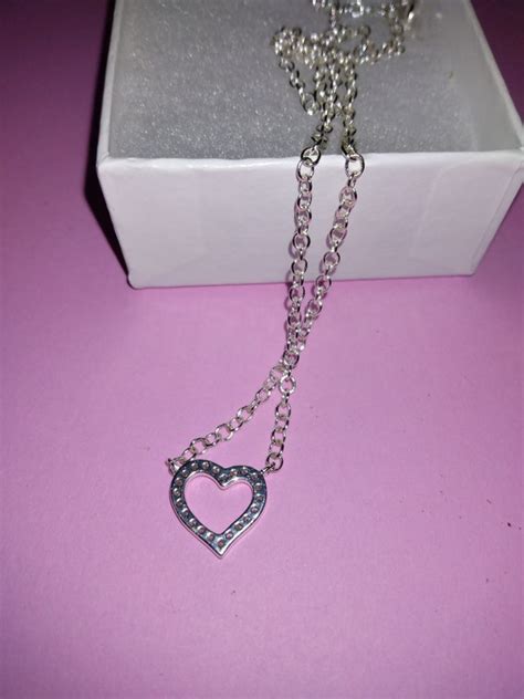 Vintage Avon NVC 925 Sterling Heart Necklace Gem