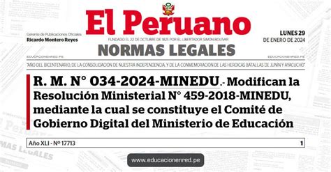 R M N 034 2024 MINEDU Modifican la Resolución Ministerial N 459