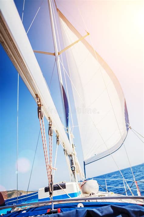 Sailing Ship Yachts With White Sails In The Open Sea Stock Image