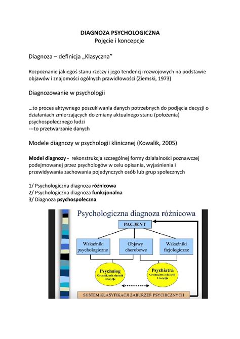 Kontynuacja Notatek Wst P Do Psychologii Klinicznej Notatki Z