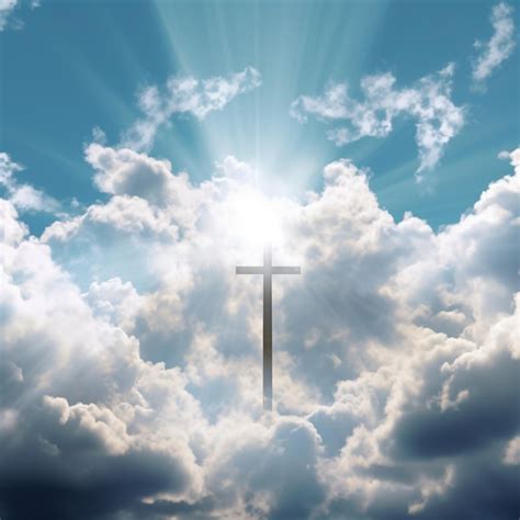 Premium Photo Christian Cross In Heavenly Clouds Symbolizing Heaven