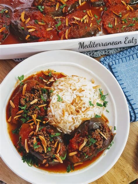 Sheikh Al Mahshi Meat Stuffed Eggplant In A Tomato Sauce