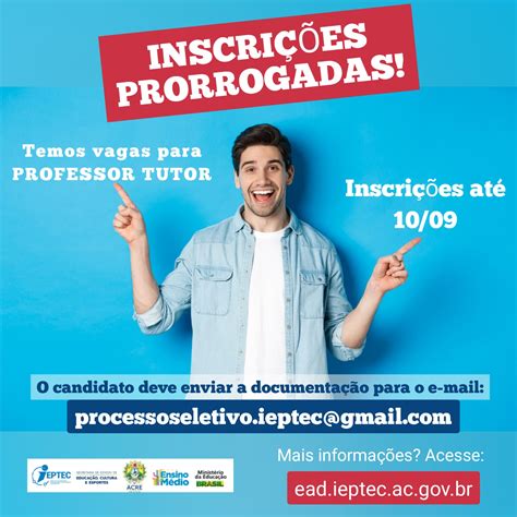 Moodle IEPTEC INSCRIÇÕES PARA VAGAS DE PROFESSOR TUTOR FORAM PRORROGADAS