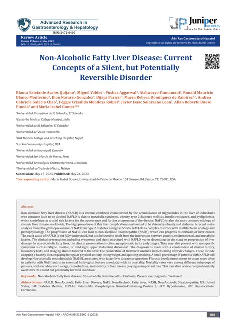 Pdf Non Alcoholic Fatty Liver Disease Current Concepts Of A Silent But Potentially