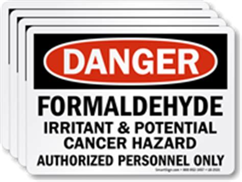 Danger Formaldehyde Potential Cancer Hazard Label SKU LB 2531