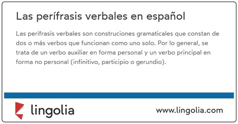 Que Es La Perifrasis Verbal Y Ejemplos Opciones De Ejemplo