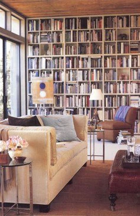 Gorgeous Floor To Ceiling Bookshelves Ideas With Ladder That Looks