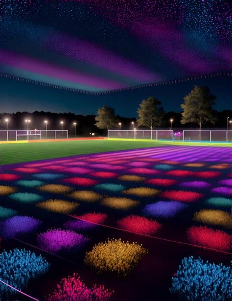 Premium AI Image | Photo of a soccer field illuminated at night