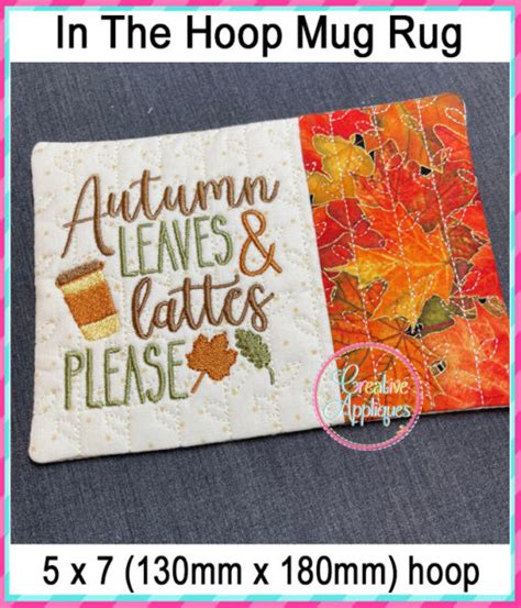 Fall Mug Rug In The Hoop Embroidery Design Set Creative Appliques