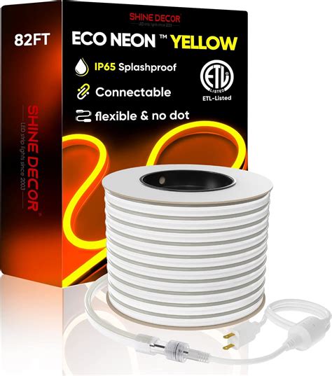 Buy Shine Decor Led Neon Rope Lights Golden Yellow 82ft25m Etl Listed