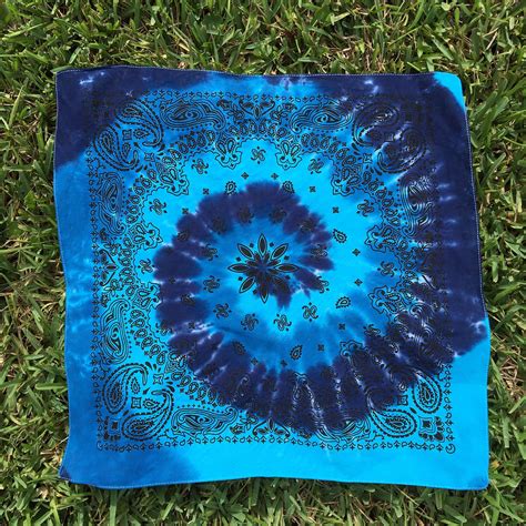 Blue Tie Dye Bandana Shades Of Blue Bandana Tie Dye Bandana Etsy