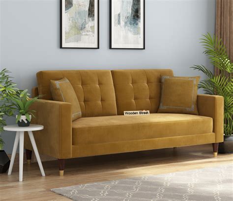 Buy Locus Seater Sofa Velvet Chestnut Brown Online In India At