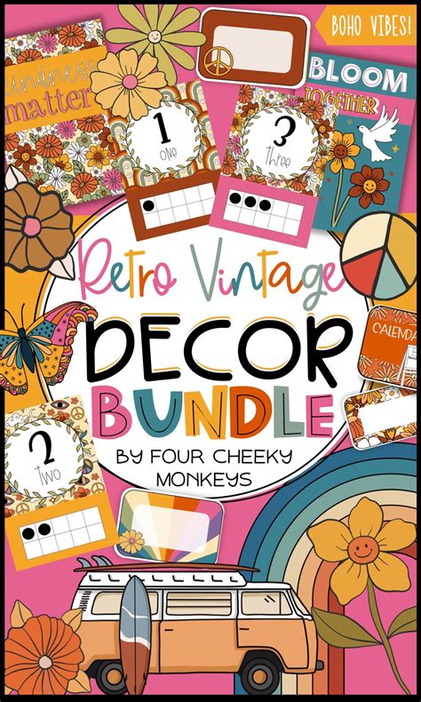 Trending Now - Groovy Boho Vintage Classroom Decor - four cheeky monkeys