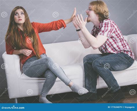 Man Begging For Forgiveness His Woman Stock Image Image Of Ignoring