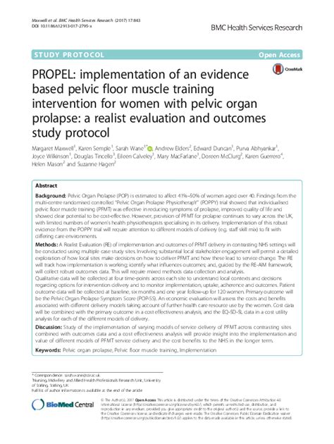 Pdf Propel Implementation Of An Evidence Based Pelvic Floor Muscle