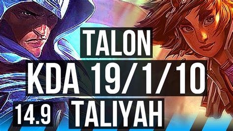 Talon Vs Taliyah Mid 19110 9 Solo Kills Legendary 65 Winrate