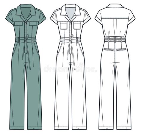 Jumpsuit Technical Fashion Illustration Utility Jumpsuit Fashion Flat