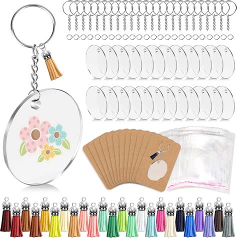 Amazon Yetoome Pcs Key Ring Acrylic Blanks Keychain Tassels