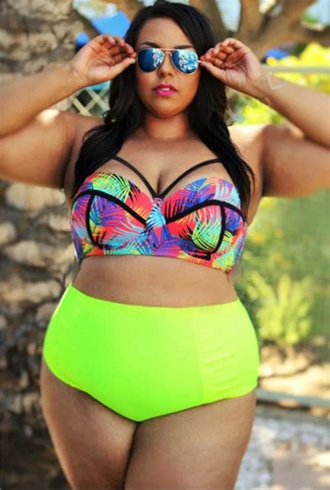 High Waist Bikini Set Sexy Women Plus Size Floral Fatkini Big Size