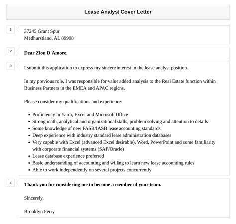 Lease Analyst Cover Letter Velvet Jobs