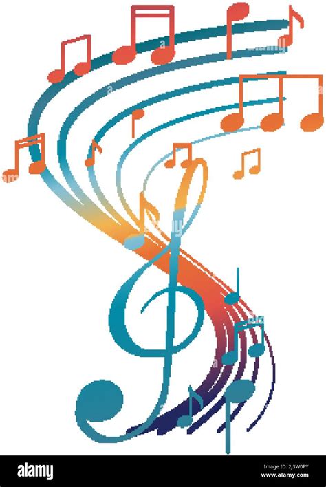 Music Notes Rainbow Colourful On White Background Illustration Stock