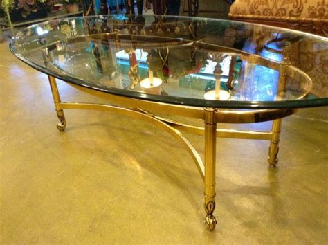 Hollywood Regency Brass And Glass Labarge Style Coffee Table Mid Century Vintage Brass Large