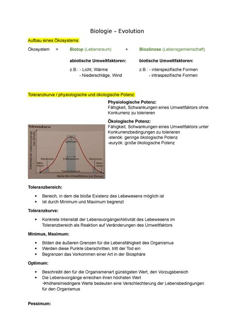 Evolution Lernzettel Biologie Evolution Aufbau eines Ökosystems