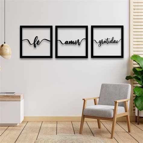 Kit Conjunto Quadros Decorativos Para Quarto E Sala F Amor Gratid O